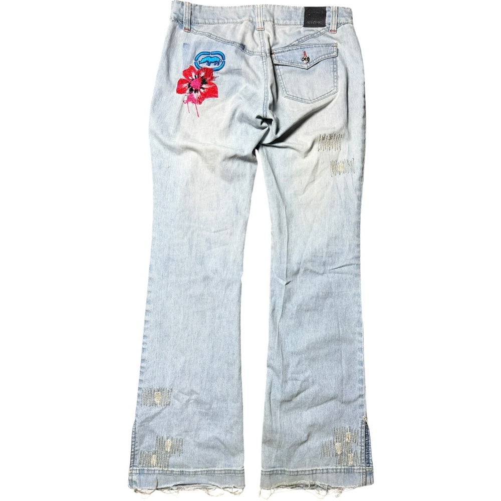 Eckored Vintage Hibiscus Embroidered Jeans